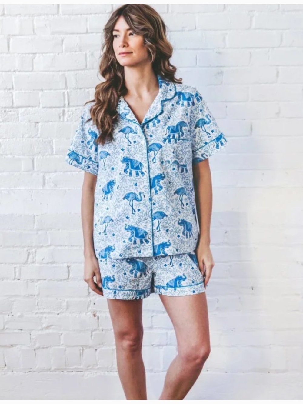Anthropologie Printfresh Sz S Flamenco Blue Print Pajama Set